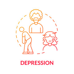 Depression red gradient concept icon. Suffering of breakdown. Stage of divorce acception abstract idea thin line illustration. Isolated outline drawing