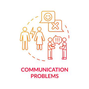 Communication problems red gradient concept icon. Misunderstanding between partners. Divorce abstract idea thin line illustration. Isolated outline drawing