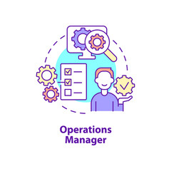 Operations manager concept icon. Business management careers abstract idea thin line illustration. Isolated outline drawing