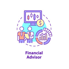 Financial advisor concept icon. Business management careers abstract idea thin line illustration. Isolated outline drawing