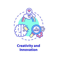 Creativity and innovation concept icon. Business management skills abstract idea thin line illustration. Isolated outline drawing