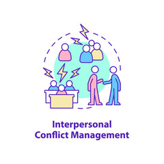 Interpersonal conflict management concept icon. Skills for human resources abstract idea thin line illustration. Isolated outline drawing