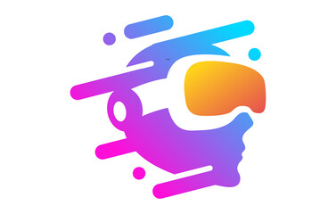 VR Virtual Reality Futuristic Human Head Logo Design Template