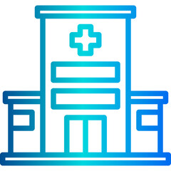 Hospital blue outline icon