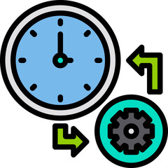 Time management blue outline icon