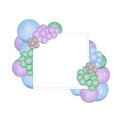 Arrangement hand painting of balloons with square frame