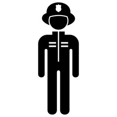 Fireman icon. People and occupations pictogram, Flat design vector.