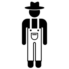 Farmer and hat icon. People and occupations pictogram, Flat design vector.