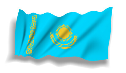 Happy patriotic celebration Kazakhstan day with Kazakhstan flag in turquoise background.