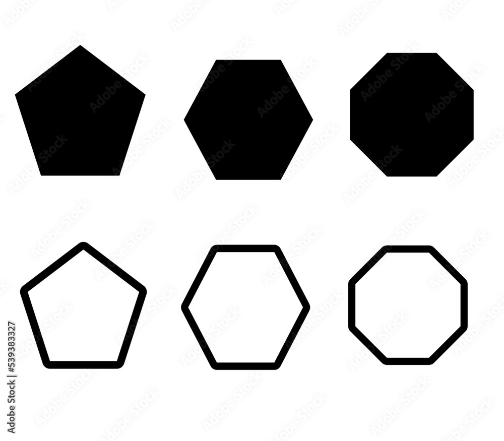 Wall mural polygon shape icon , pentagon, hexagon and octagon shape icon