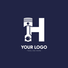 Letter H Piston Logo Design Vector Icon Graphic Illustration