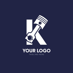 Letter K Piston Logo Design Vector Icon Graphic Illustration