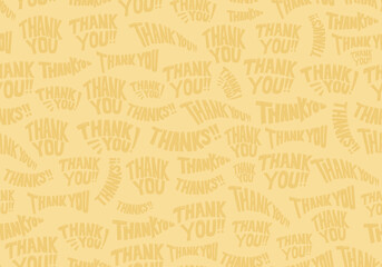 thanks thank you doodle lettering hand drawing seamless pattern doodle background with soft yellow colour. Thanks card background