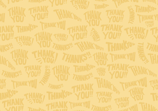 thanks thank you doodle lettering hand drawing seamless pattern doodle background with soft yellow colour. Thanks card background