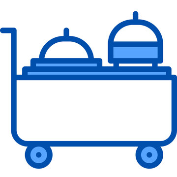 Serving Cart Blue Outline Icon