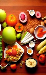 A picture of the food on the table. Ingredients. 