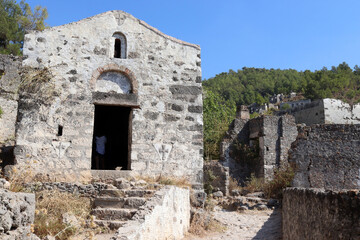 Fototapeta na wymiar Abandoned village in Turkey. Fethiye Kayakoy