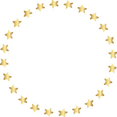Round frame sparkling gold stars  christmas lights. Magic shining flying stars glitter cosmic backdrop, png