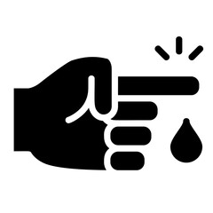 glyph, silhouette, fill,cut,finger,blood,injured,wound icon