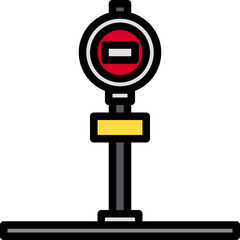 No parking sign blue outline icon