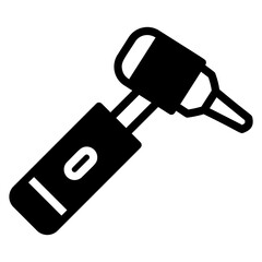  glyph, silhouette, fill,tool, medical, ear, device,otoscope icon