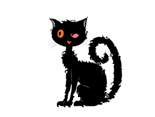 Halloween characters. Black cat on Halloween. Halloween Kitten	