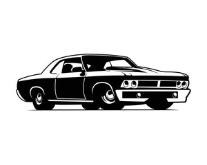 Obraz na płótnie Canvas Muscle car logo showing left isolated black emblem vector illustration