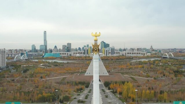October 15, 2022 Astana, Republic of Kazakhstan: Landmark of the city Monument Cossack Eli