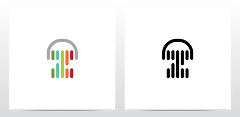 Vertical Lines Headphone Letter Logo Design Z