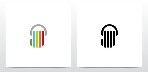Vertical Lines Headphone Letter Logo Design J
