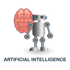 Artificial Intelligence icon. 3d illustration from digitalization collection. Creative Artificial Intelligence 3d icon for web design, templates, infographics and more