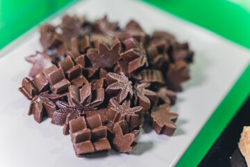 Cannabis chocolate in the form of leaves . High quality photo