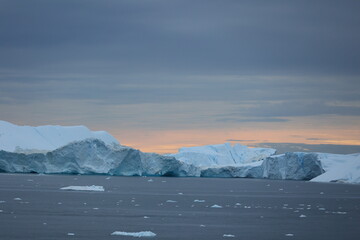 Icebergs in Ilulissat Icefjord in Disko Bay, Greenland, Denmark