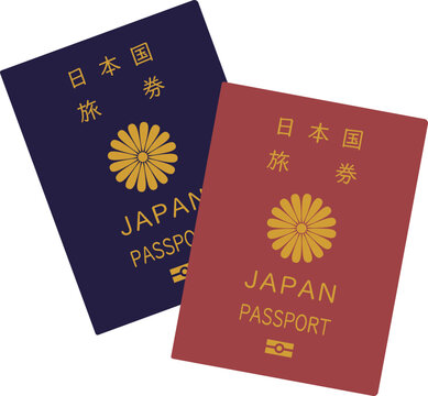日本のパスポート5年と10年の2冊　イメージイラスト