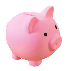 Pink piggy Bank stands on white background.