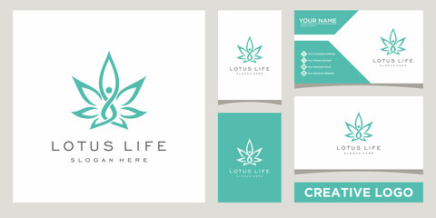 lotus flower luxury logo design template with business card design