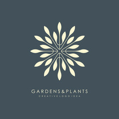 Gardens and plants floral logo design template. Vector symbol or icon illustration.