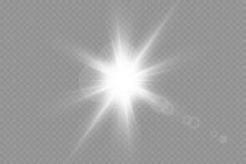 Dazzling flash. Bright Star. Magic dust. Brilliant vector. Bright sun. Glare. shining beam. Rash.