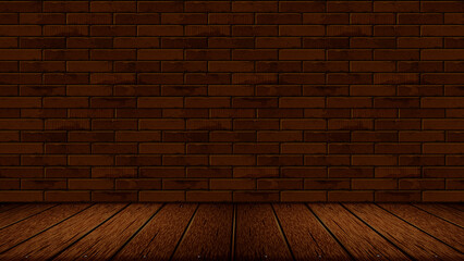 Obraz na płótnie Canvas Brick wall and wood floor space room
