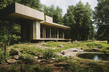 Fototapeta premium modern organic house in the forest