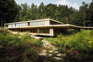 Fototapeta na wymiar modern organic house in the forest
