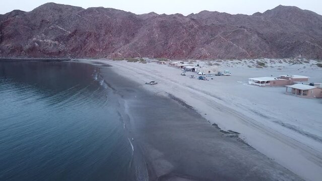 Aerial Shot Punta Bufeo Beach Pan Back and Up