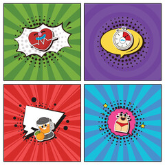 Hand drawn flat trendy cartoon elements collection Deit