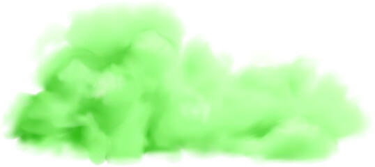 Green realistic cloud. Fluorescent Halloween fog transparent illustration
