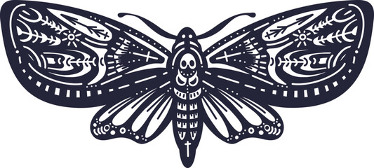 Butterfly hawk moth or death. Vector insect, print