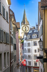 Fototapeta na wymiar View of the street in Zurich, Swiss