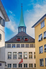 Fototapeta na wymiar View of the Augustinerkirche church in Zurich, Swiss