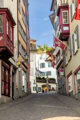 Fototapeta na wymiar View of the street in Zurich, Swiss
