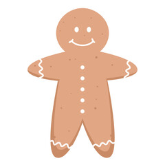 Gingerbread man. Vector Christmas simple cookie