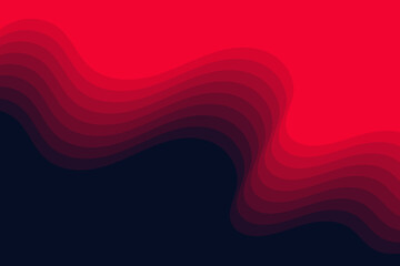 Abstract dark and red layered wavy shapes on black background. Modern and minimalist layered waves decorative illustration to create poster, flyer, card, and presentation